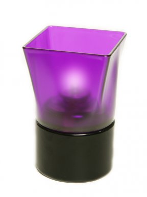 Photophore Carré Plastique Violet Base Noire