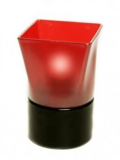 Photophore Carré Plastique rouge avec base noire - Pack 6 porte-bougie