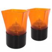 031/141 Photophore Carré Plastique orange avec base noire - Pack 6 porte-bougie