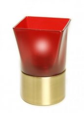 Photophore Carré Plastique rouge avec base dorée - Pack 6 porte-bougie
