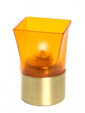 Photophore Carré Plastique orange avec base dorée - Pack 6 porte-bougie