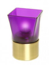 Photophore Carré Plastique violet avec base dorée - Pack 6 porte-bougie