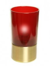 Photophore Carré Plastique rouge avec base dorée - Pack 6 porte-bougie
