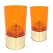 032/171 Photophore Carré Plastique orange avec base dorée - Pack 6 porte-bougie