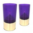 032/172 Photophore Carré Plastique violet avec base dorée - Pack 6 porte-bougie